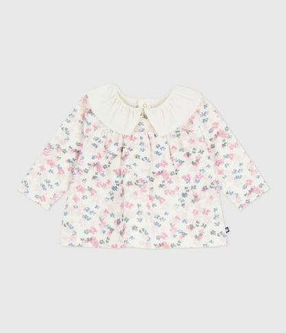 Blouse bébé en coton manches longues, imprimé fleurs