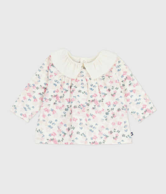 Blouse bébé en coton manches longues, imprimé fleurs