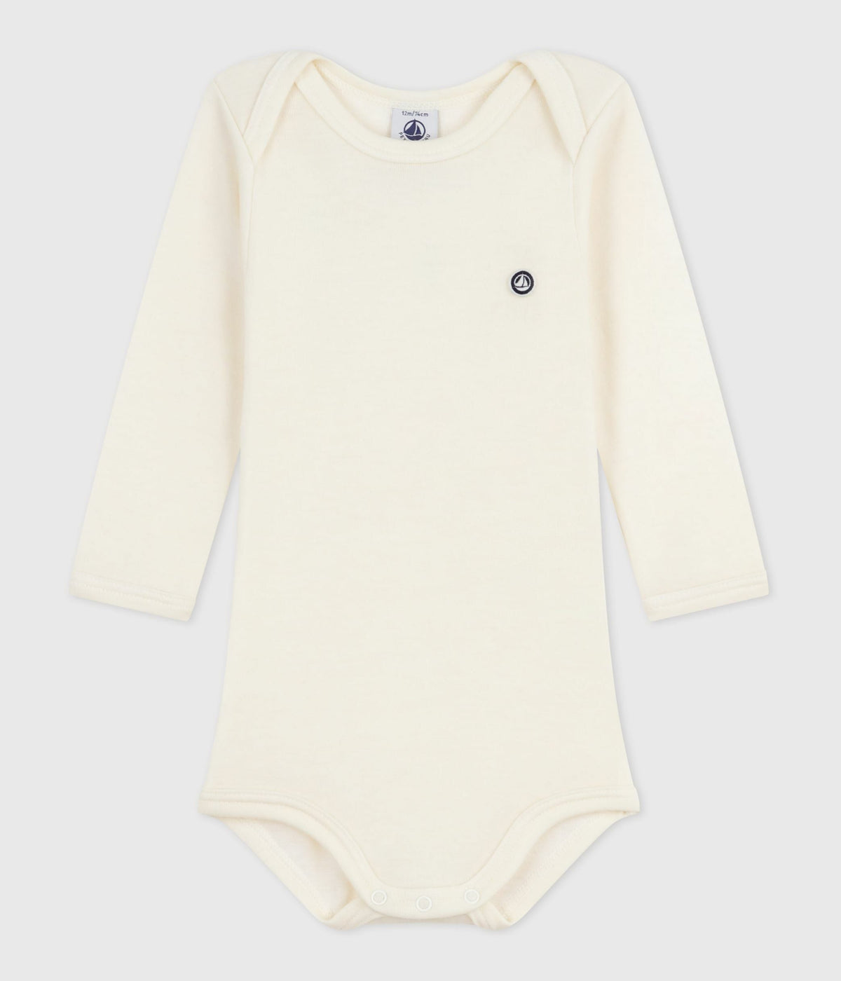 Baby long-sleeved wool and cotton bodysuit