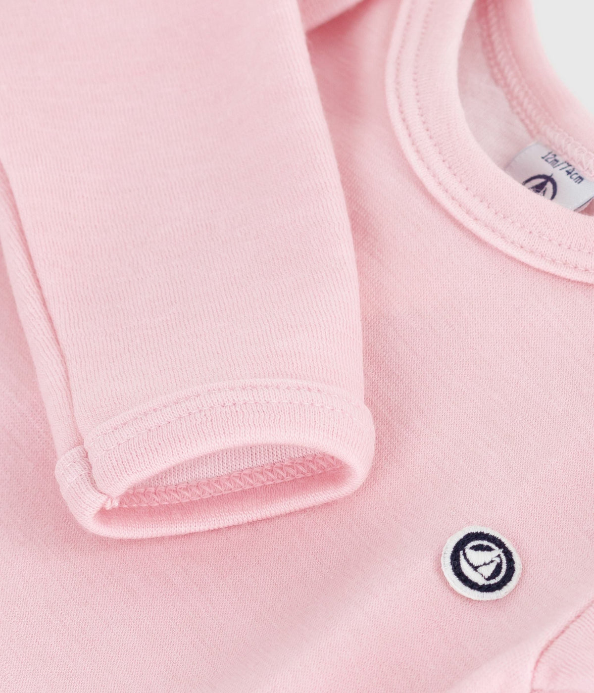 Long-sleeved baby bodysuit in wool and cotton