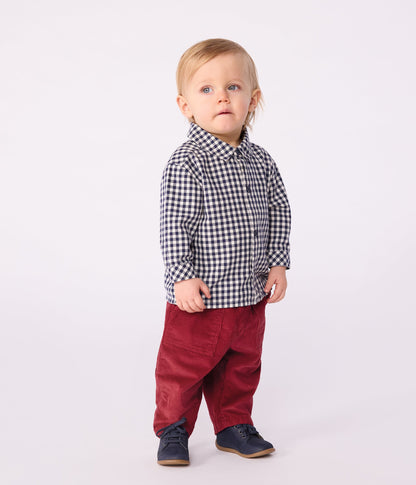 Chemise bébé en flanelle à carreaux