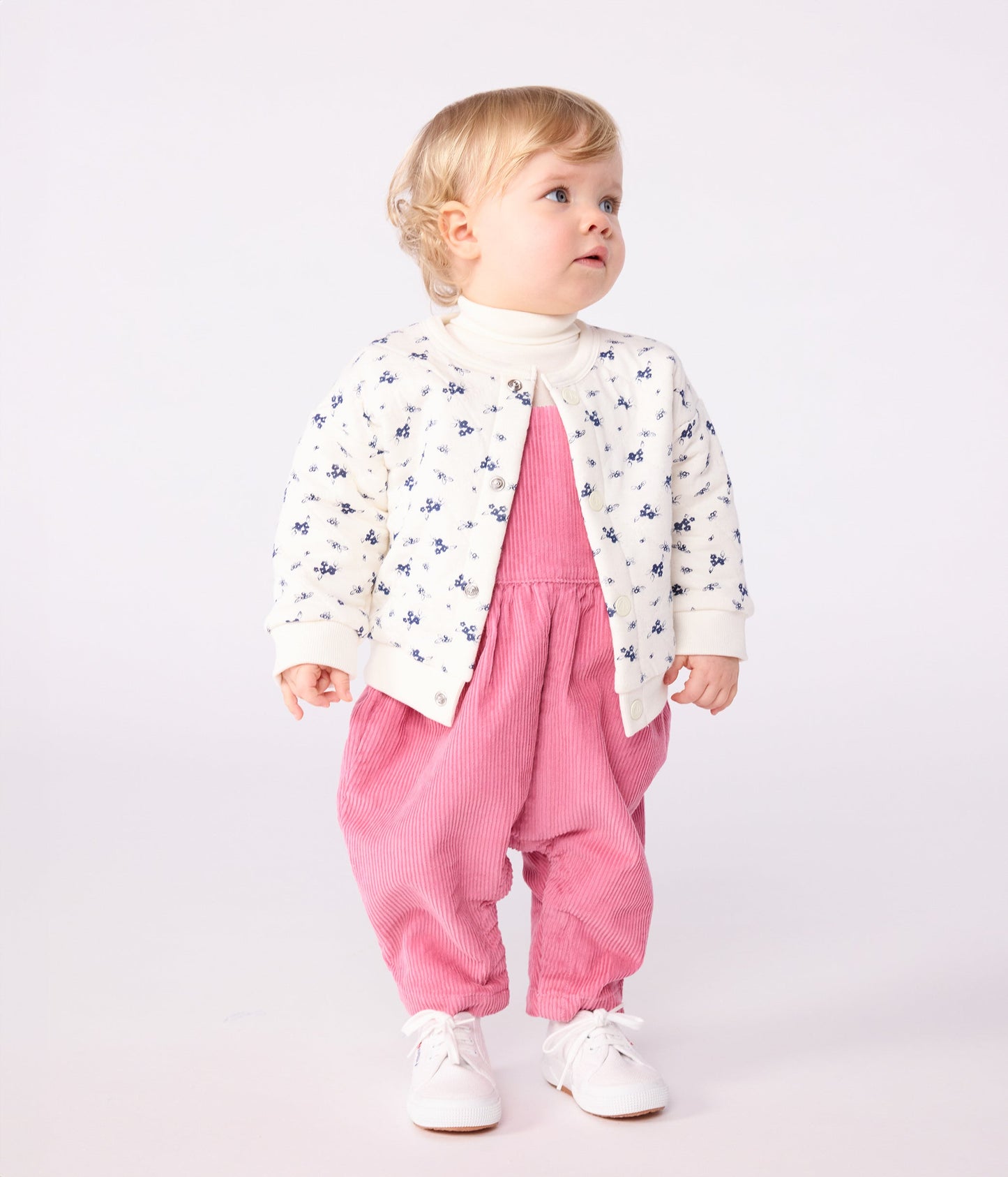 Cardigan bébé en coton, imprimé à fleurs