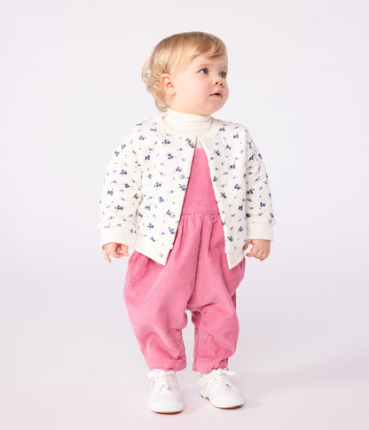Cardigan bébé en coton, imprimé à fleurs