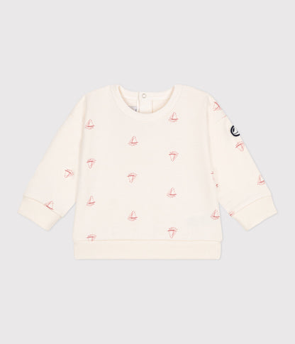 Sweatshirt bébé en coton imprimé bateau vintage
