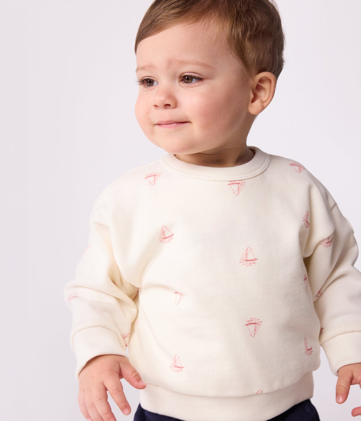 Sweatshirt bébé en coton imprimé bateau vintage
