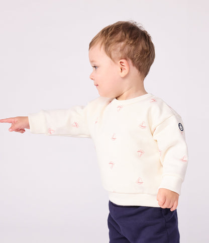 Sweatshirt bébé en coton imprimé bateau vintage