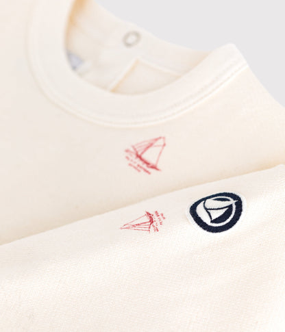 Sweatshirt bébé en coton imprimé bateau vintage