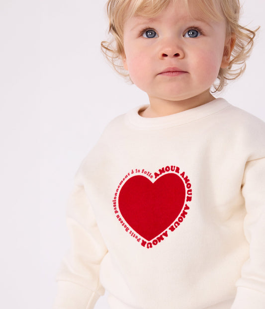 Sweatshirt bébé en coton motif cœur