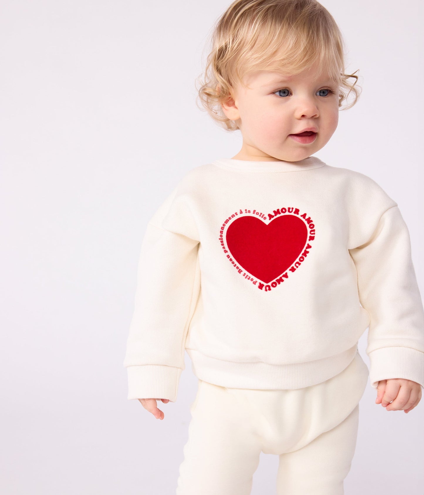 Sweatshirt bébé en coton motif cœur