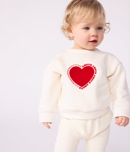 Sweatshirt bébé en coton motif cœur