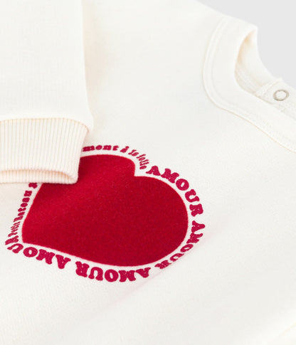 Sweatshirt bébé en coton motif cœur