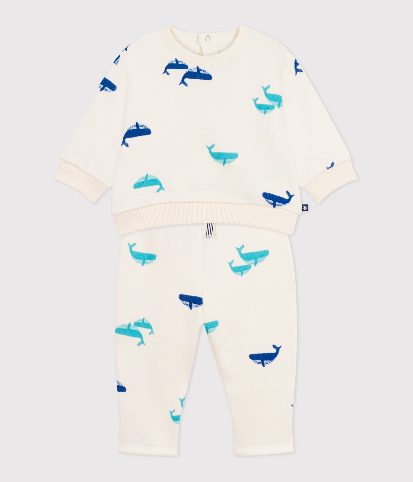 Ensemble sweatshirt et pantalon bébé en coton imprimé baleine