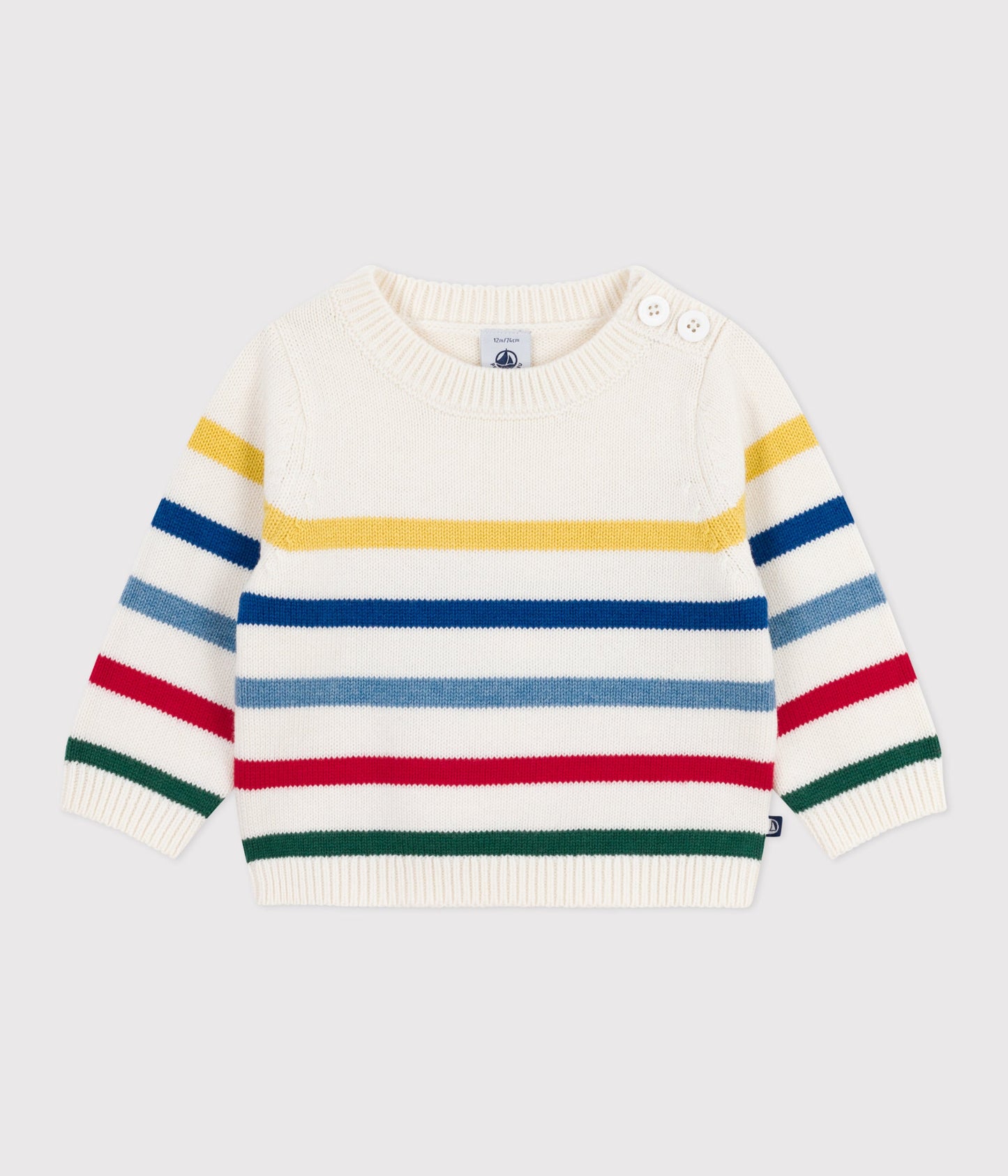 Pull bébé en laine et coton à rayures multico