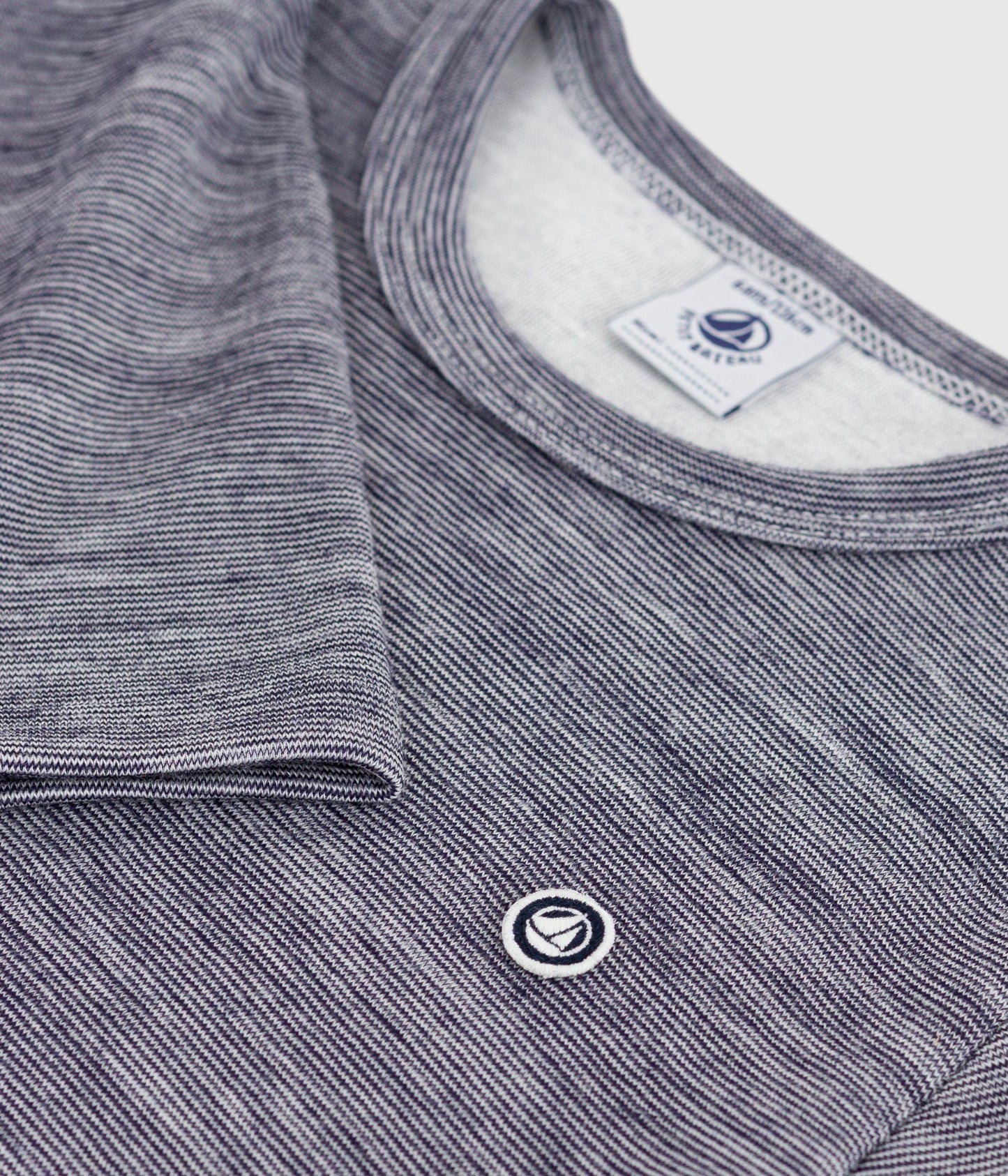 Tee-shirt enfant en laine et coton manches longues à rayures