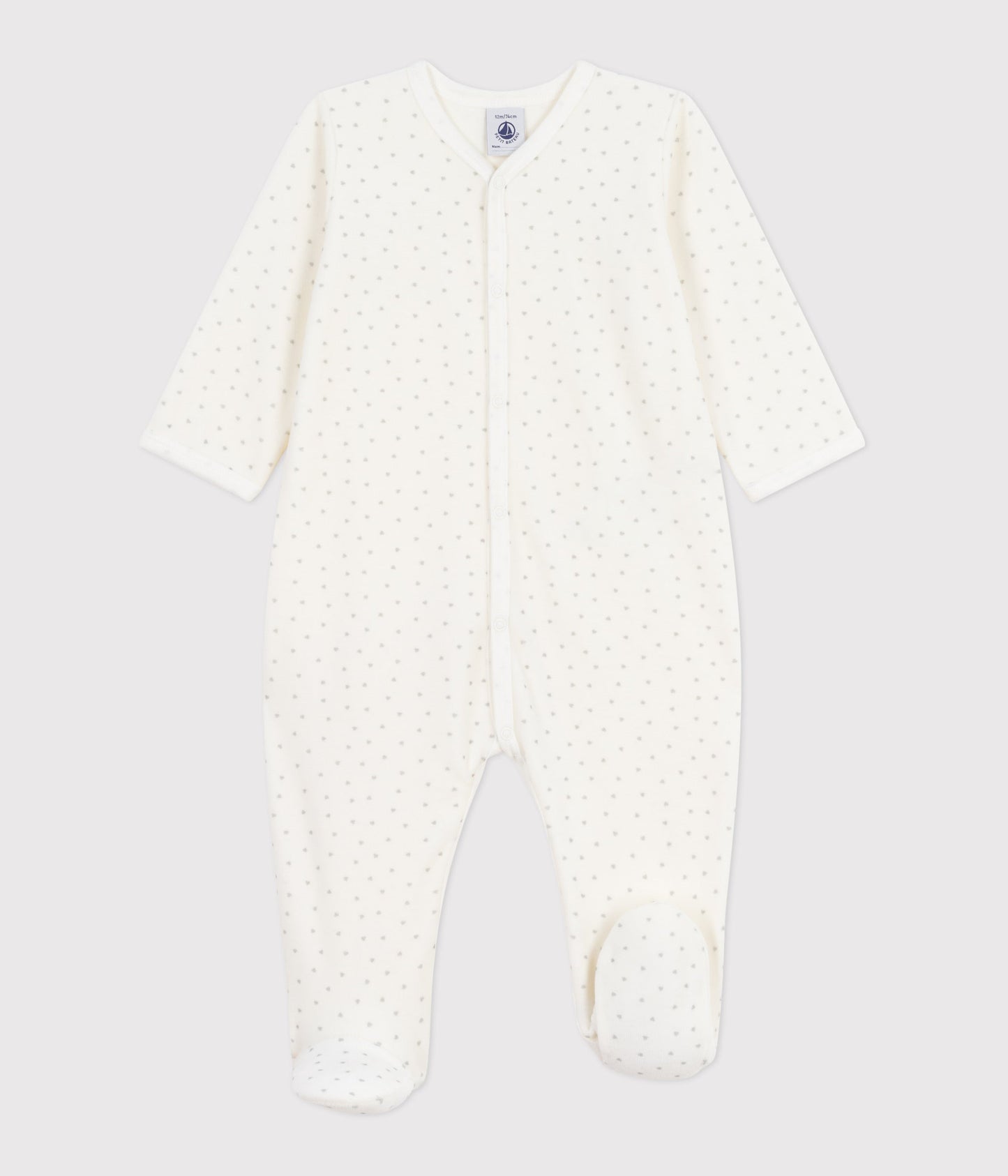 Pyjama bébé en velours imprimé petits cœurs