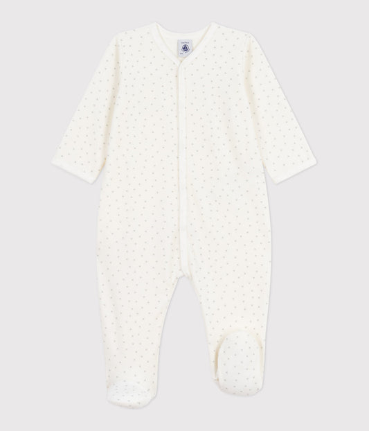 Pyjama bébé en velours imprimé petits cœurs