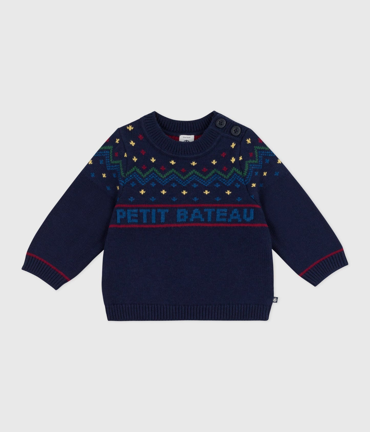 Pull bébé en laine et coton à motifs