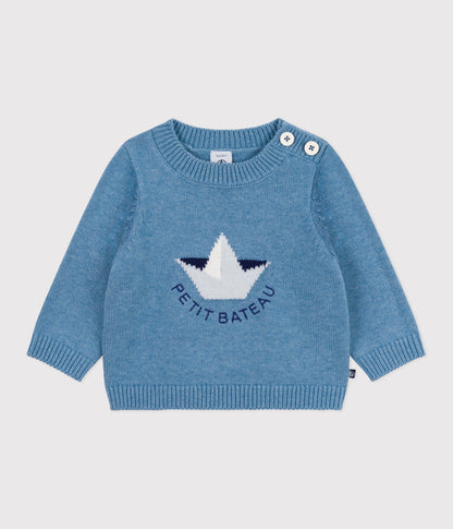 Pull bébé en laine et coton à motif bateau