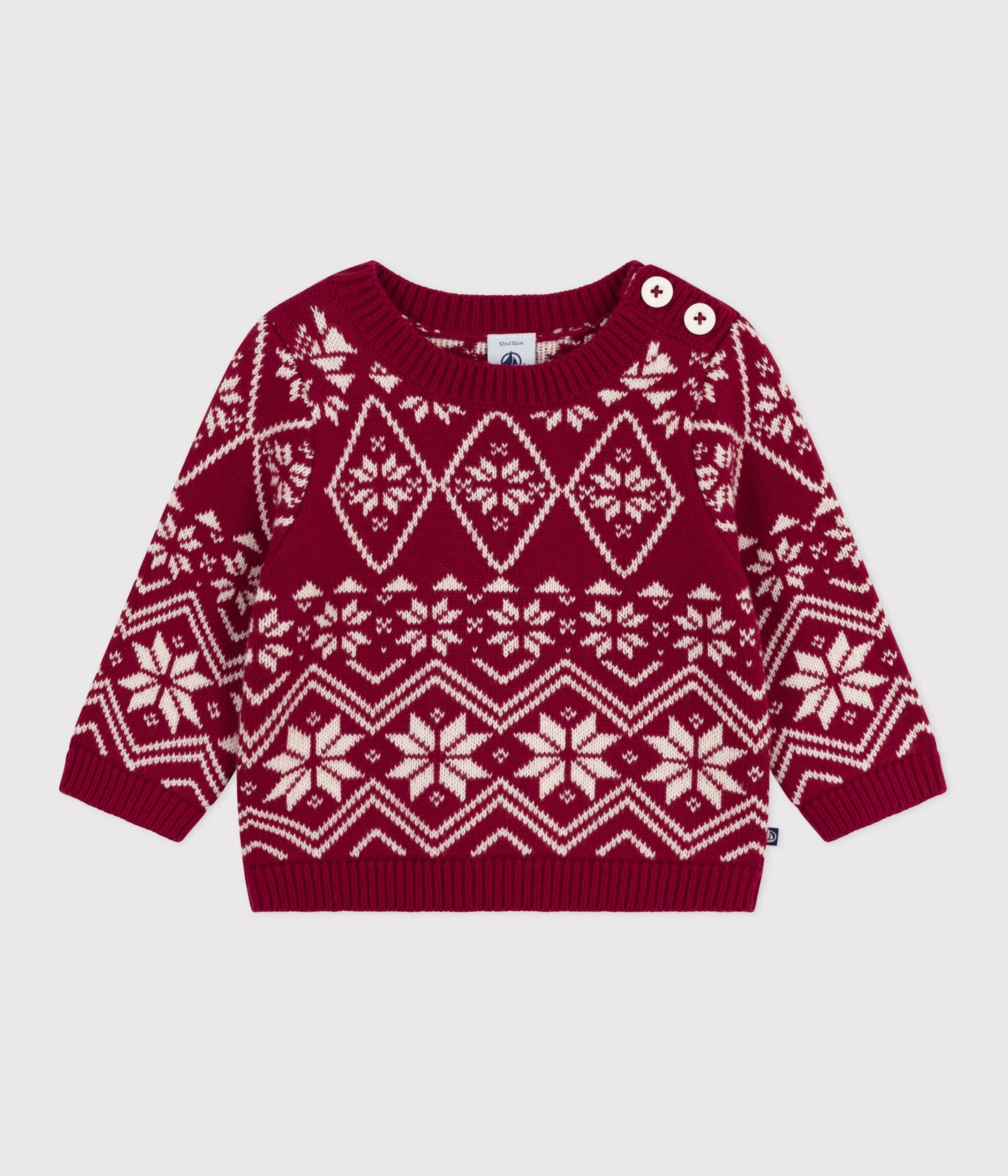 Pull bébé en laine et coton à motifs