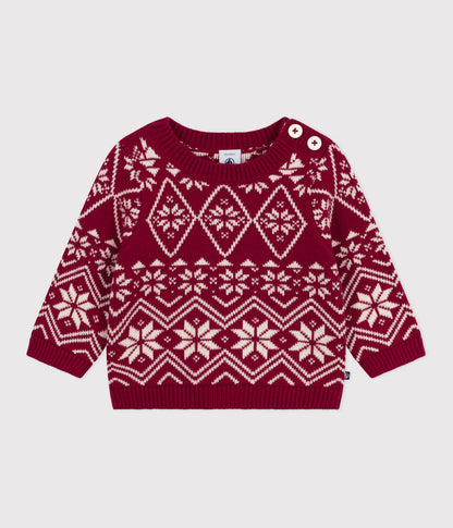 Pull bébé en laine et coton à motifs