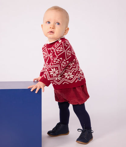 Pull bébé en laine et coton à motifs