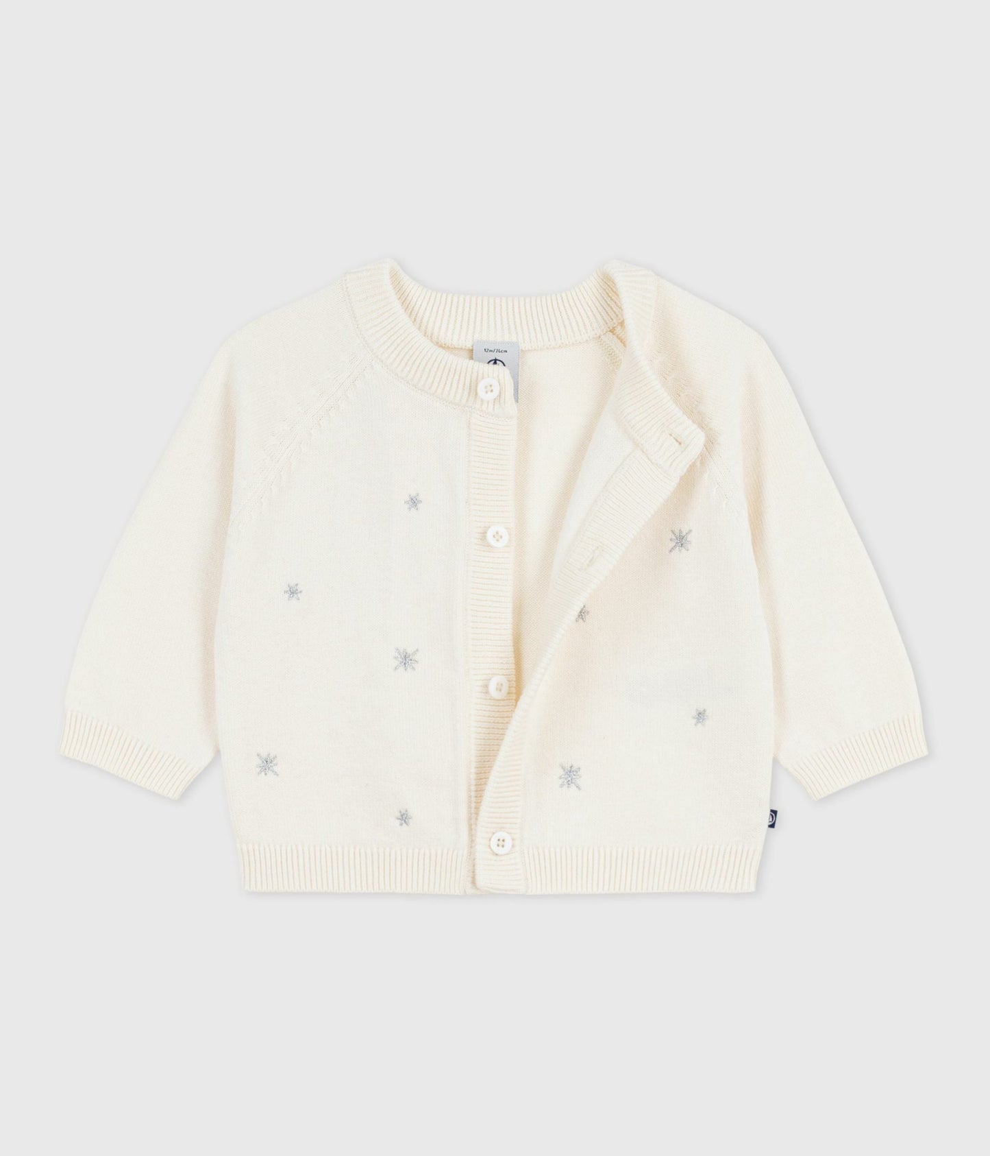 Cardigan bébé en tricot laine et coton brodé d'étoiles