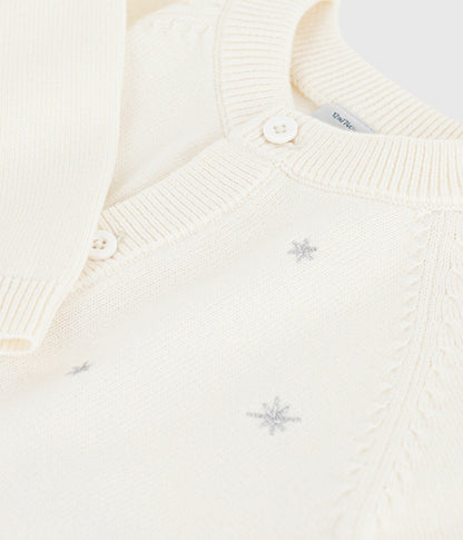 Cardigan bébé en tricot laine et coton brodé d'étoiles