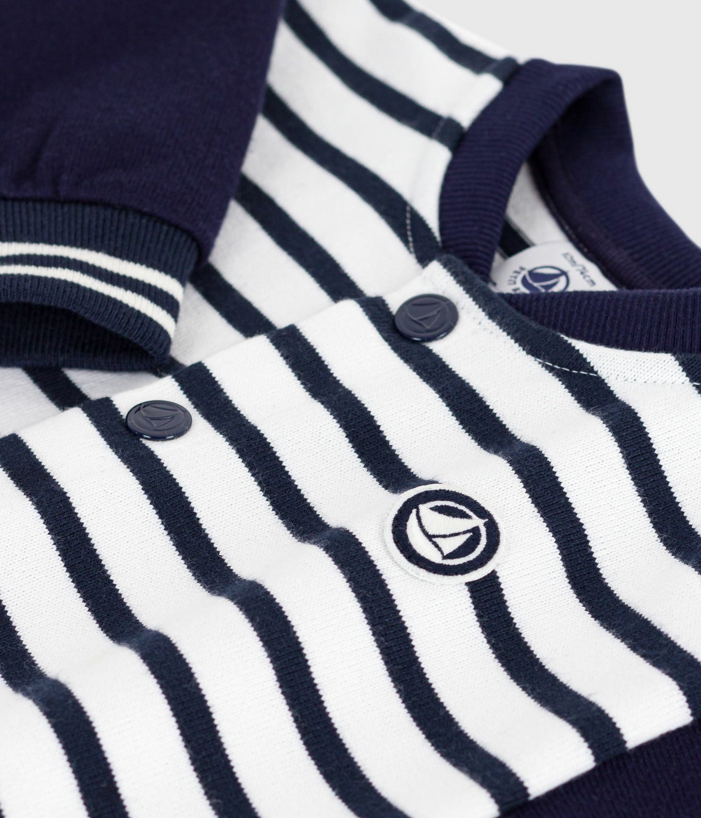 Combinaison longue bébé en coton imprimé rayures marinière