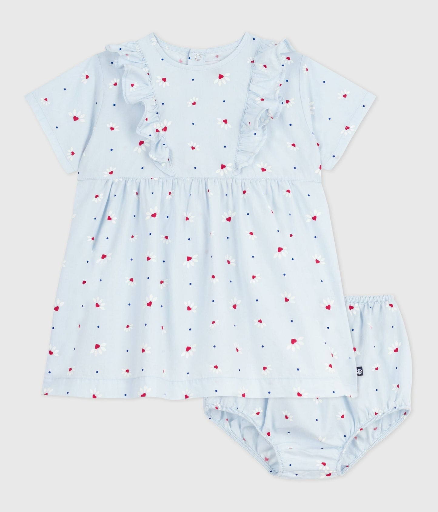 Robe bébé en coton manches courtes imprimée avec son bloomer