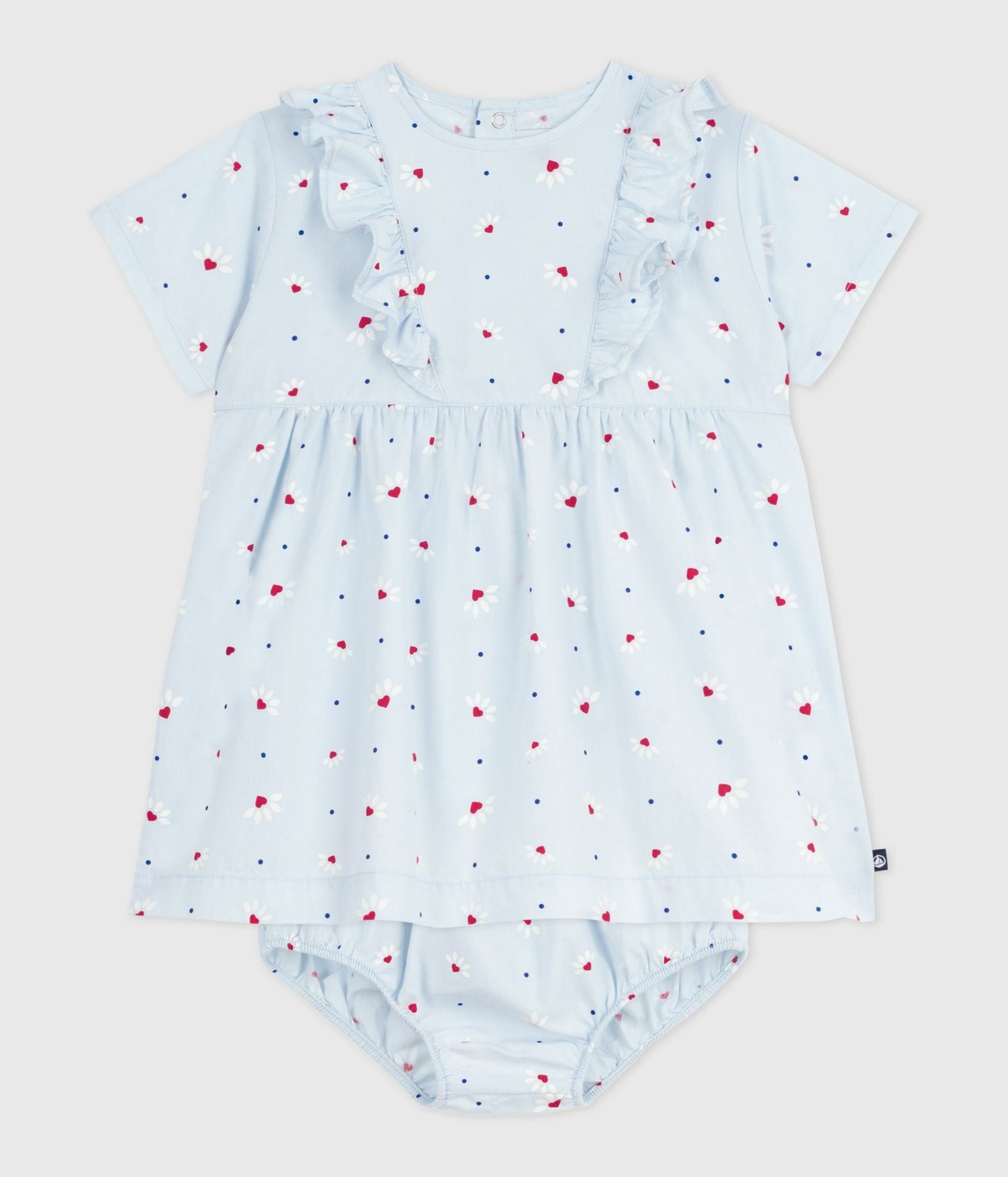Robe bébé en coton manches courtes imprimée avec son bloomer