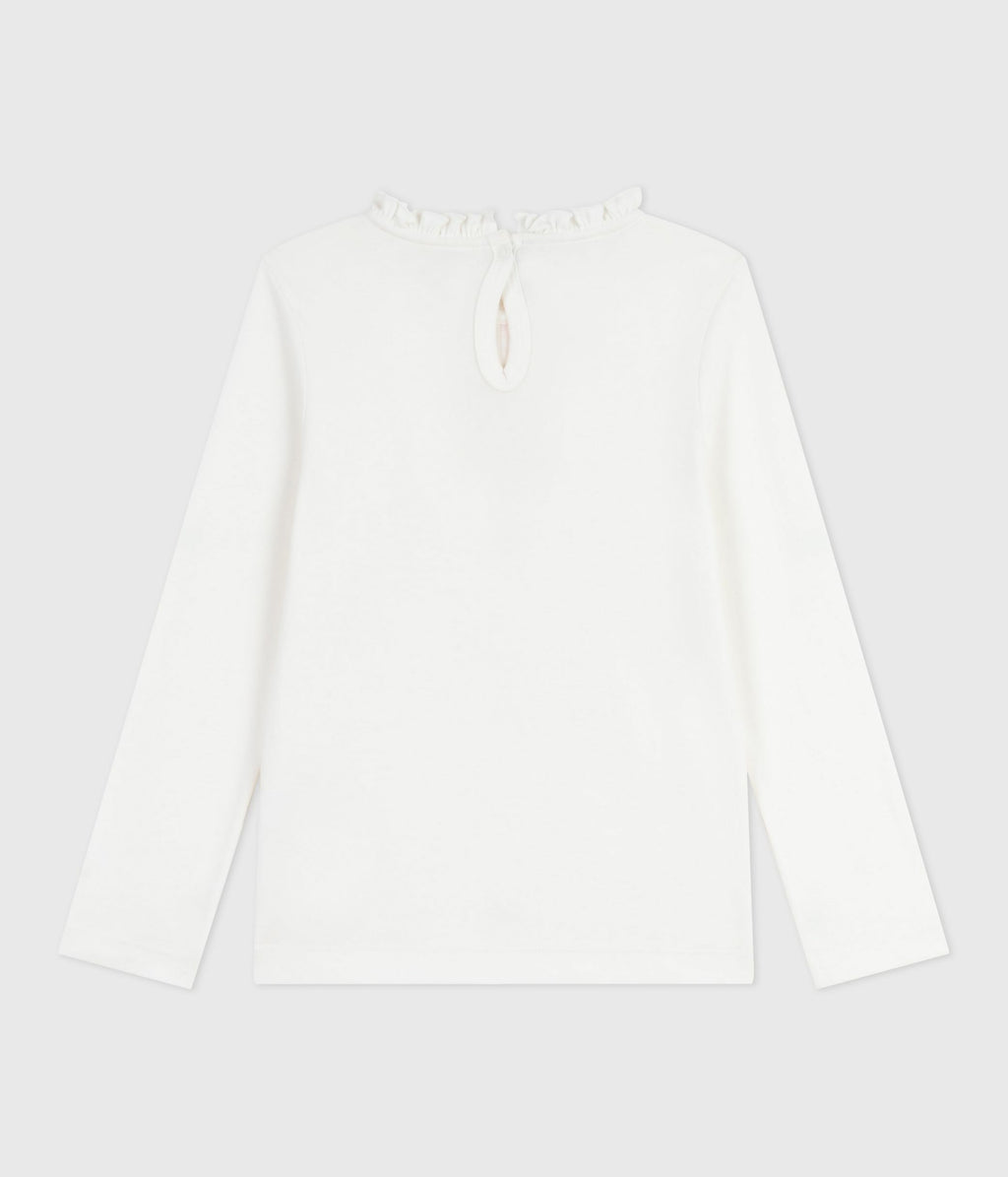 tee shirt enfant manches longues en coton uni blanc