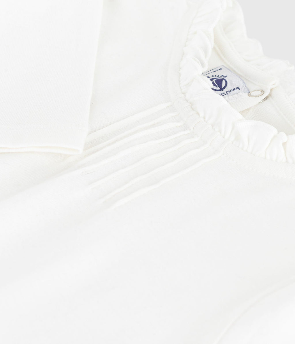tee shirt enfant manches longues en coton uni blanc