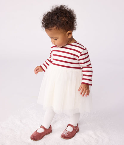 Robe bébé bi-matière manches longues