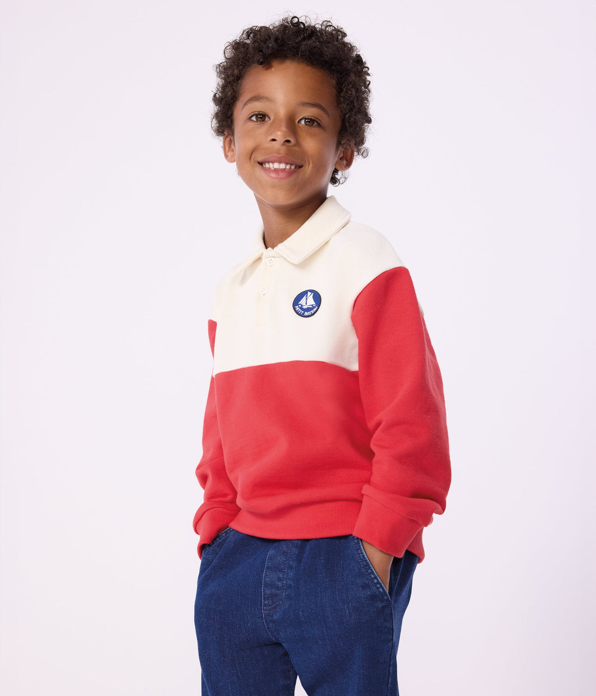 Sweatshirt esprit polo enfant en coton – J1