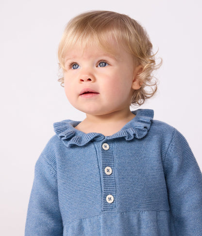 Robe bébé en laine et coton unie