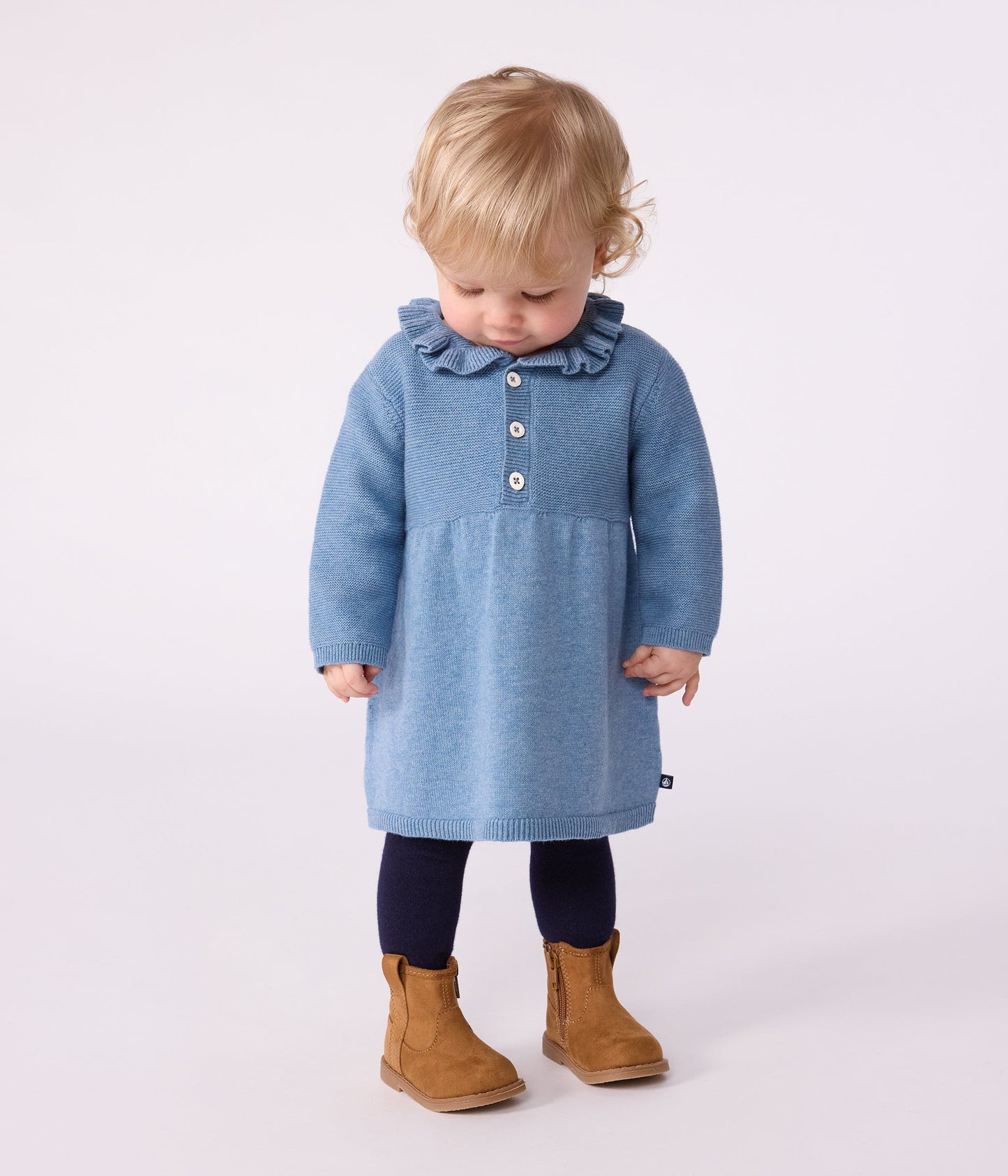 Robe bébé en laine et coton unie