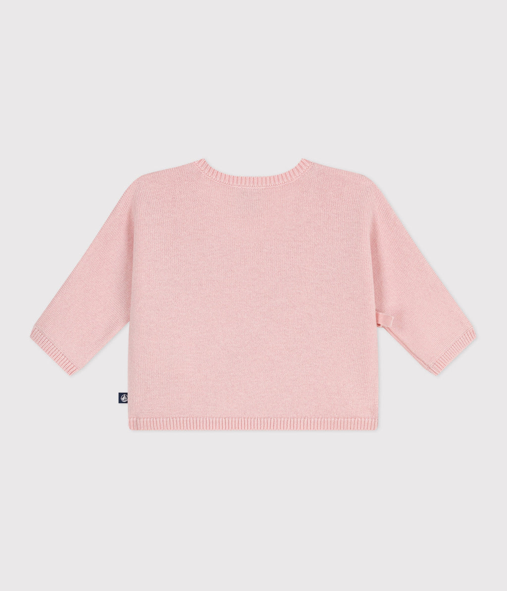 Brassière bébé cache-cœur ajourée en tricot laine et coton – D1