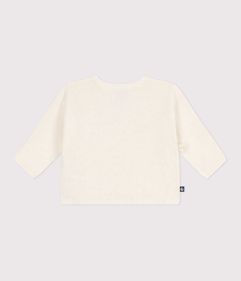 Brassière bébé cache-cœur ajourée en tricot laine et coton – D1