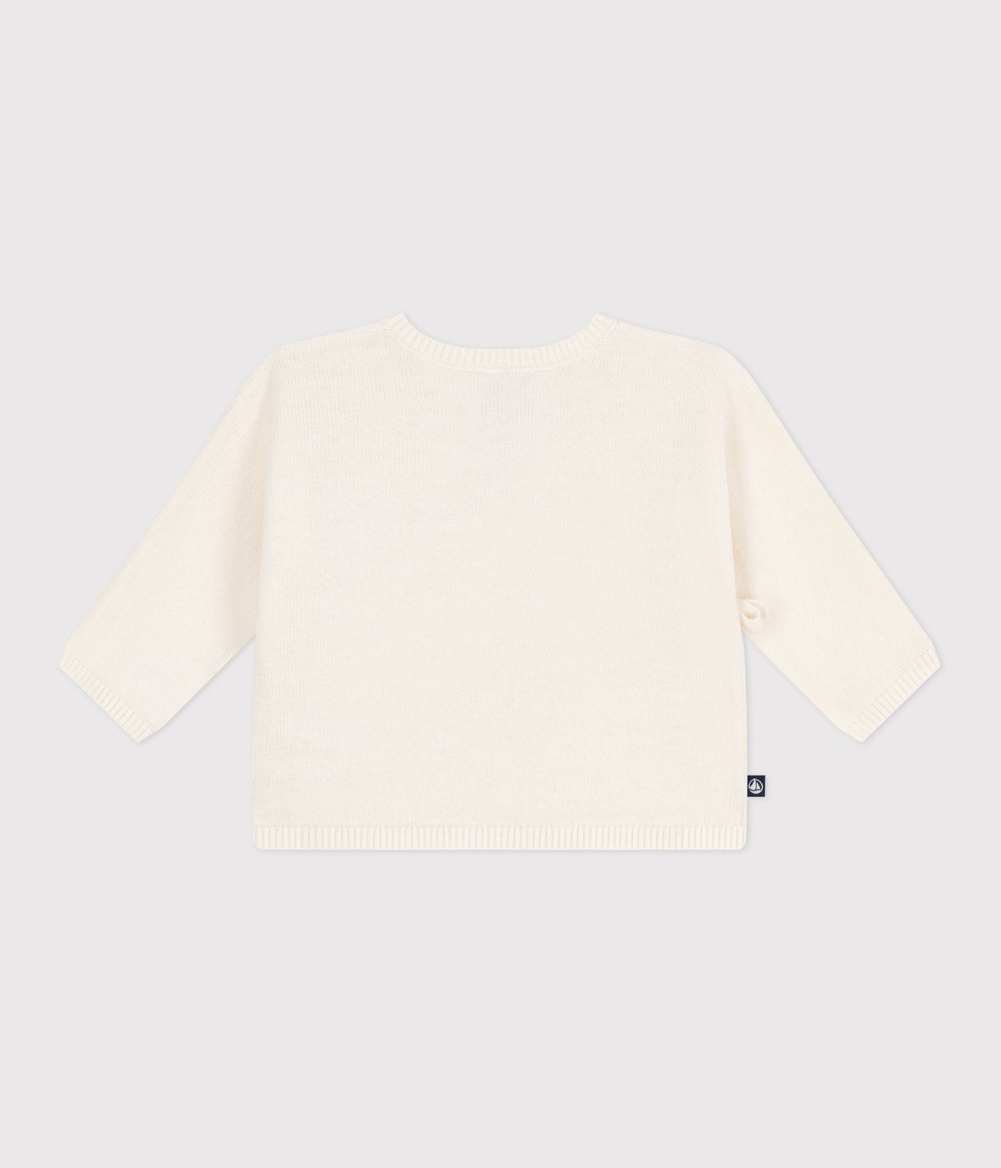 Brassière bébé cache-cœur ajourée en tricot laine et coton – D1