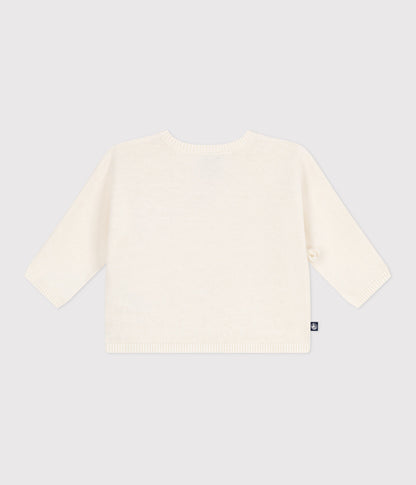 Brassière bébé cache-cœur ajourée en tricot laine et coton – D1