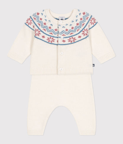 Ensemble 2 pièces bébé cardigan jacquard en tricot