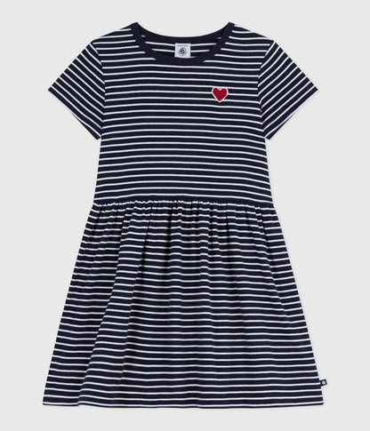 Robe enfant en coton manches courtes rayée