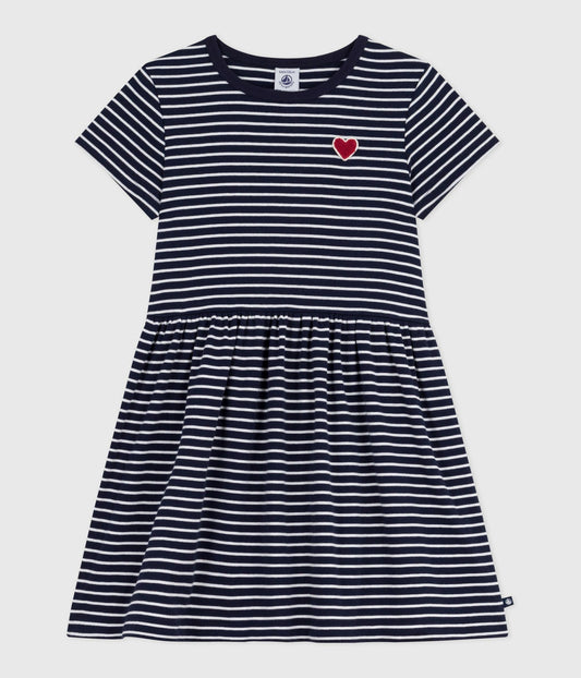 Robe enfant en coton manches courtes rayée