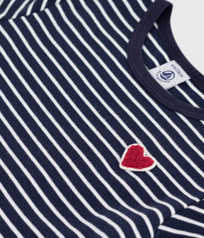 Robe enfant en coton manches courtes rayée
