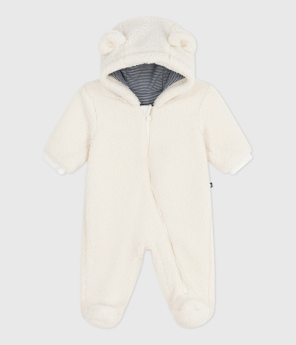 Combi pilote bébé en sherpa avec oreilles et doublée milleraies — vue de face | Petit Bateau Seraf Genève