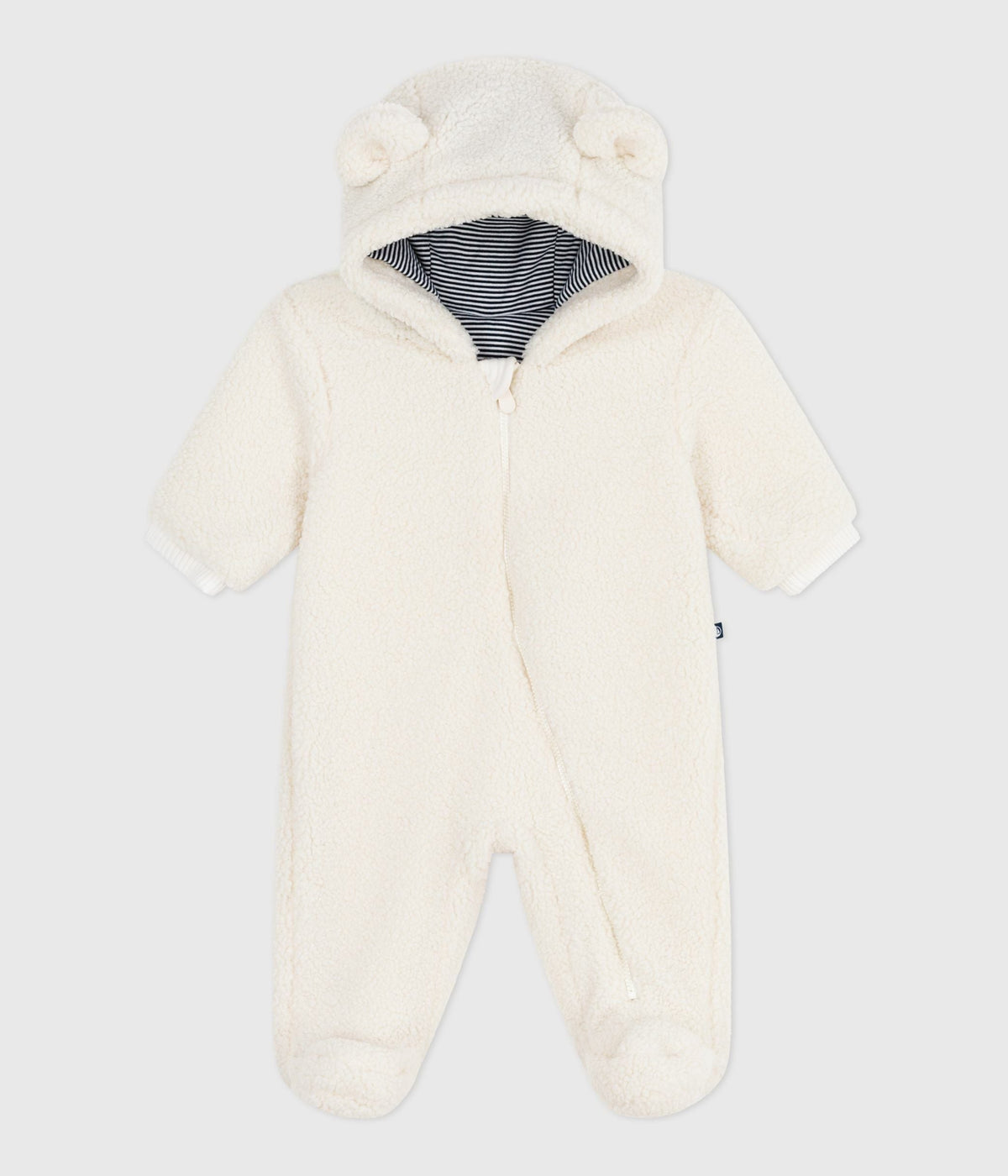 Combi pilote bébé en sherpa avec oreilles et doublée milleraies — vue de face | Petit Bateau Seraf Genève