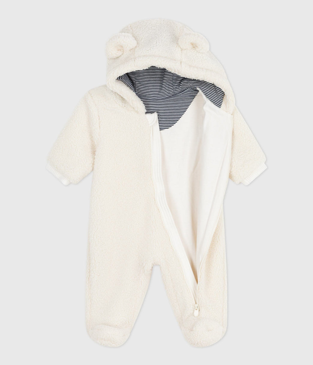 Combi pilote bébé en sherpa avec oreilles et doublée milleraies — vue de face 2 | Petit Bateau Seraf Genève
