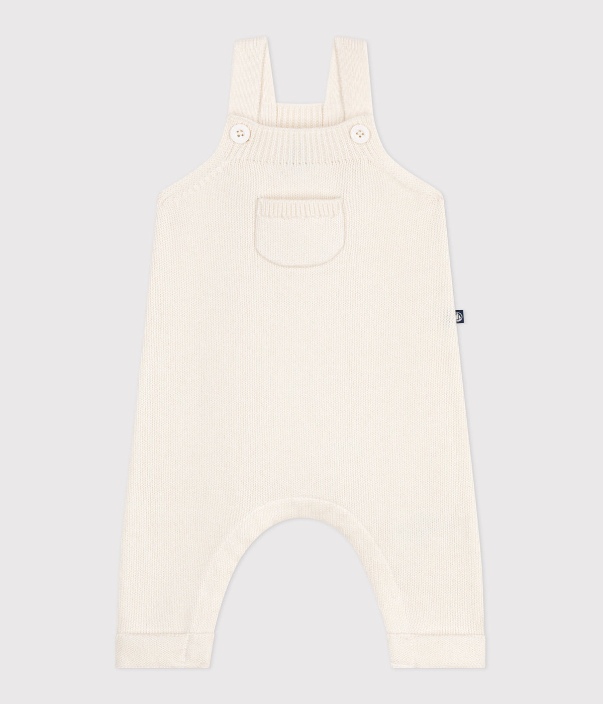 Salopette bébé unie en tricot laine et coton — Blanc — vue de face | Petit Bateau Seraf Genève