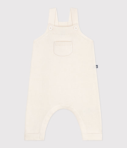 Salopette bébé unie en tricot laine et coton