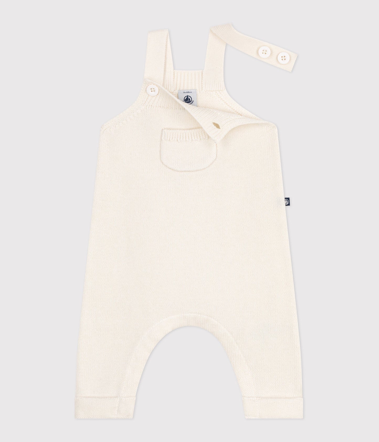 Salopette bébé unie en tricot laine et coton